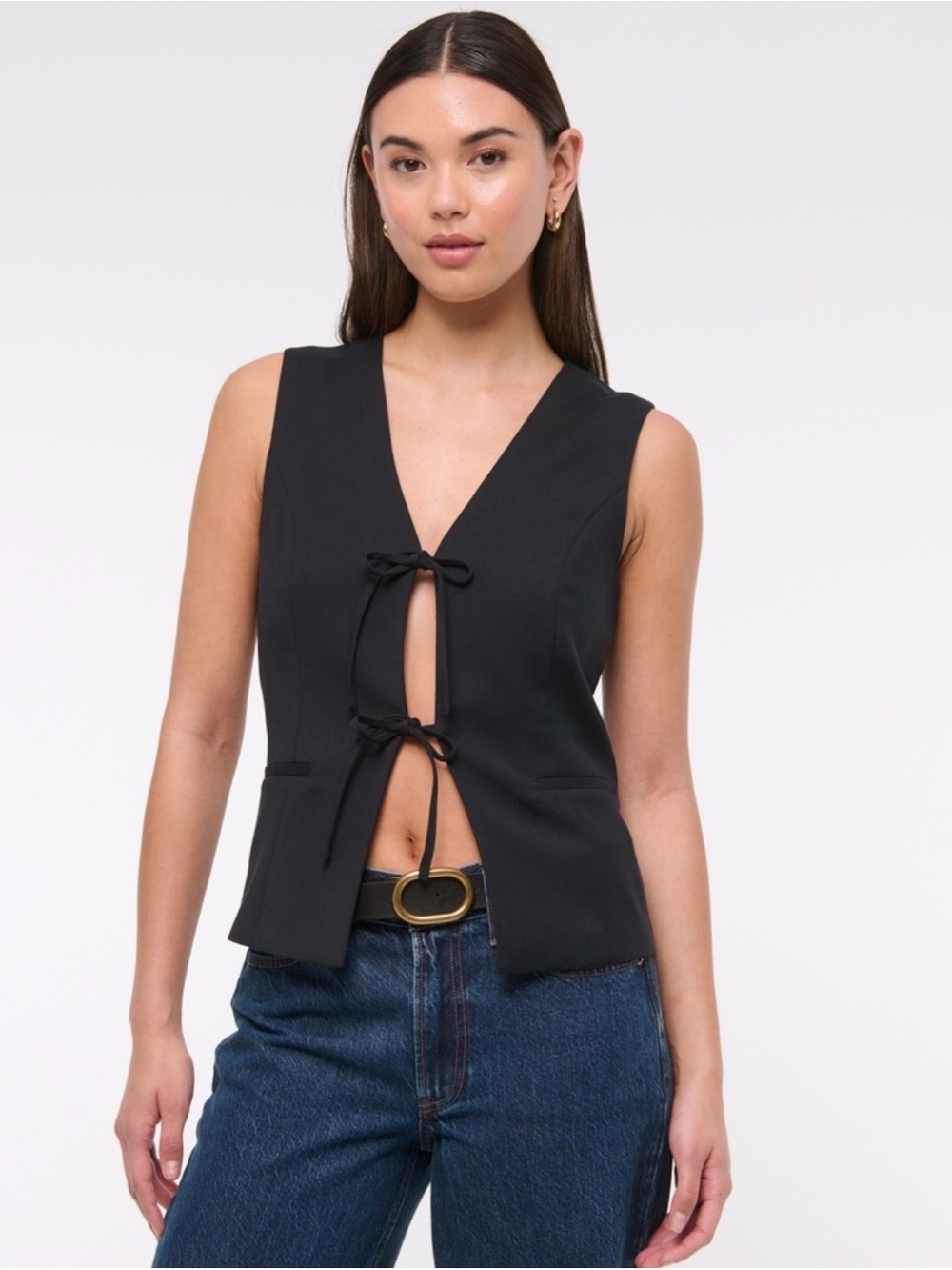 Abercrombie & Fitch black Tie-front Tailored Vest
